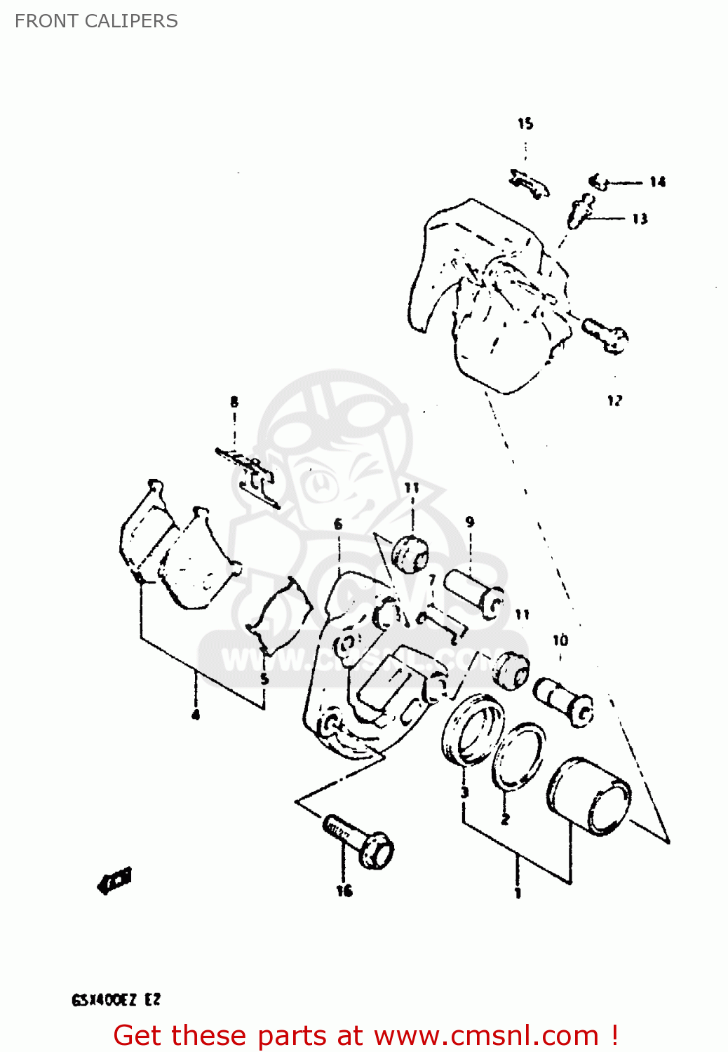 FRONT CALIPERS GSX400E 1982 (Z) (E02 E04 E16 E17 E22 E24 E26)