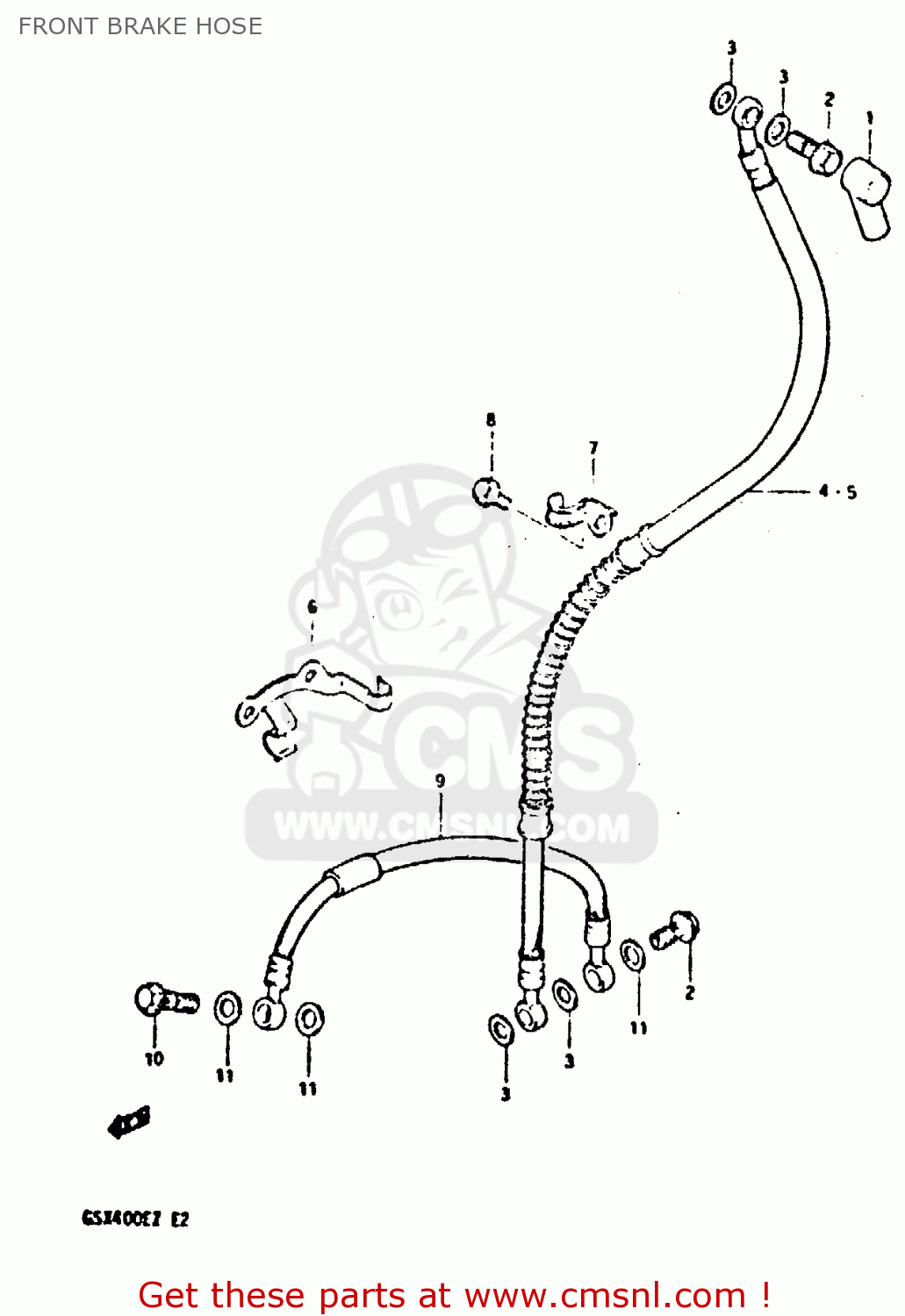 FRONT BRAKE HOSE GSX400E 1982 (Z) (E02 E04 E16 E17 E22 E24 E26)
