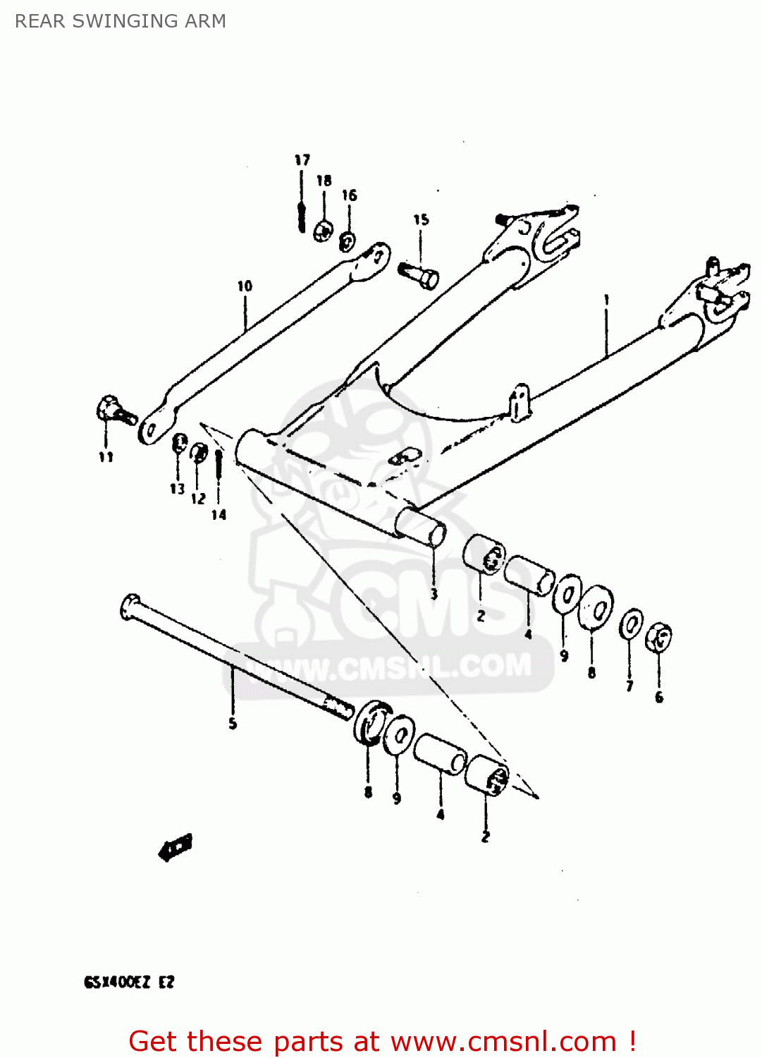 REAR SWINGING ARM GSX400E 1982 (Z) (E02 E04 E16 E17 E22 E24 E26)