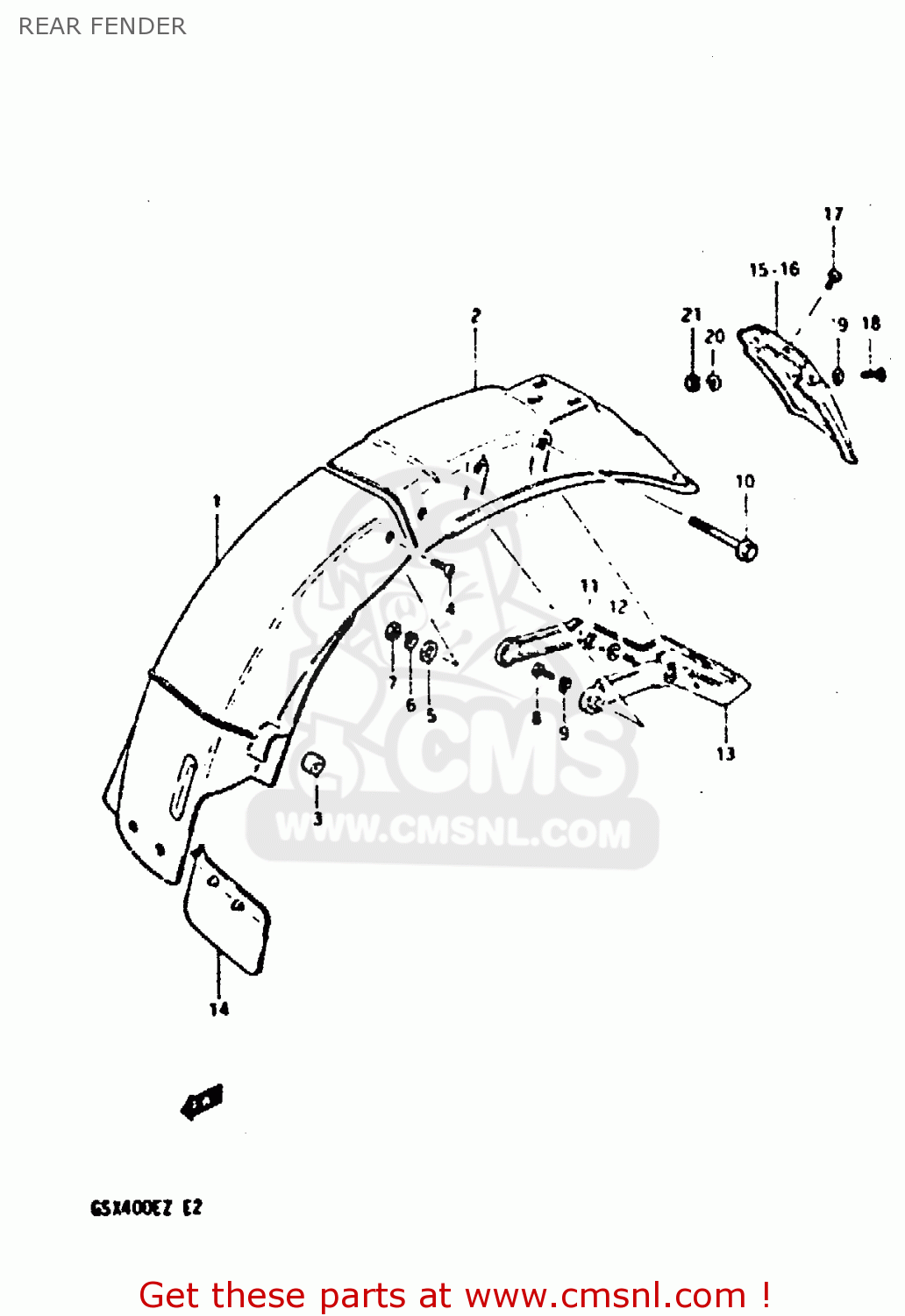 REAR FENDER GSX400E 1982 (Z) (E02 E04 E16 E17 E22 E24 E26)