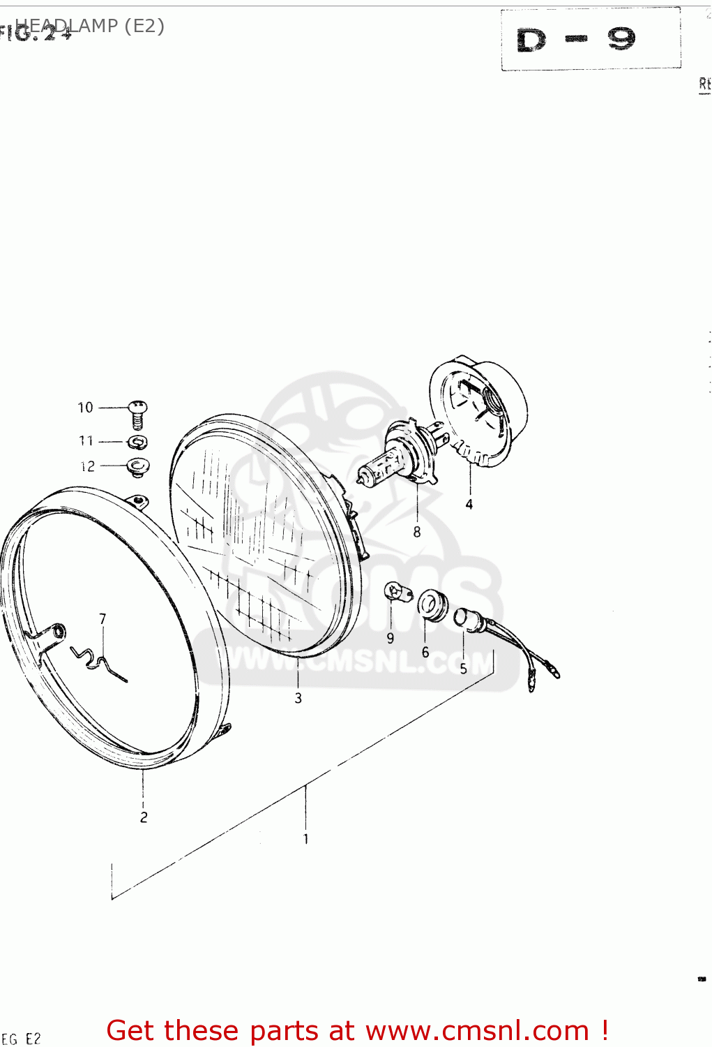 HEADLAMP (E2) GSX400E 1984 (E) GENERAL EXPORT (E01)