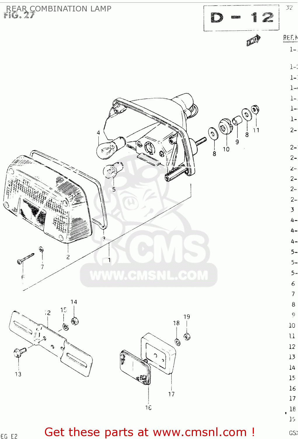 REAR COMBINATION LAMP GSX400E 1984 (E) GENERAL EXPORT (E01)