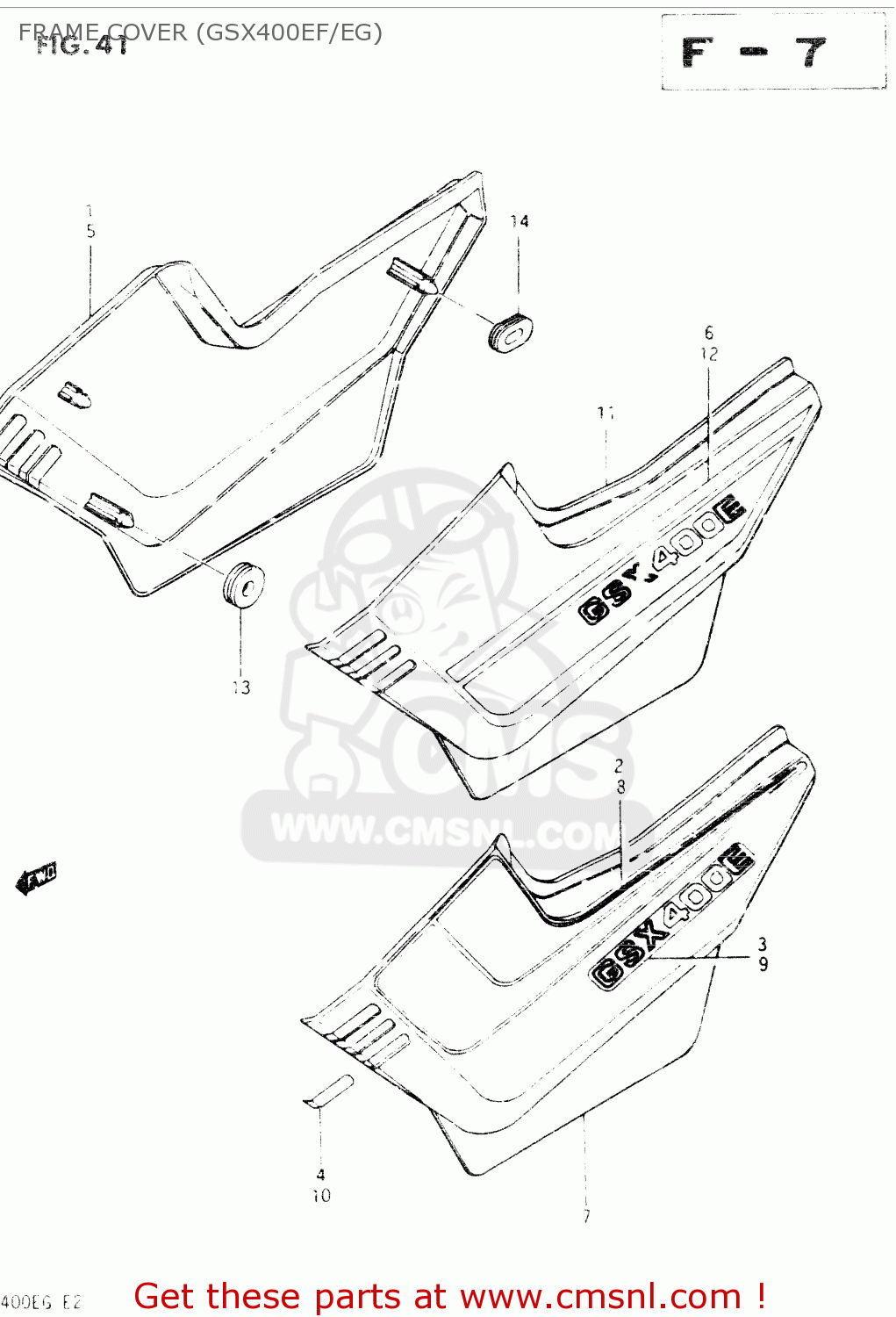 FRAME COVER (GSX400EF/EG) GSX400E 1984 (E) GENERAL EXPORT (E01)