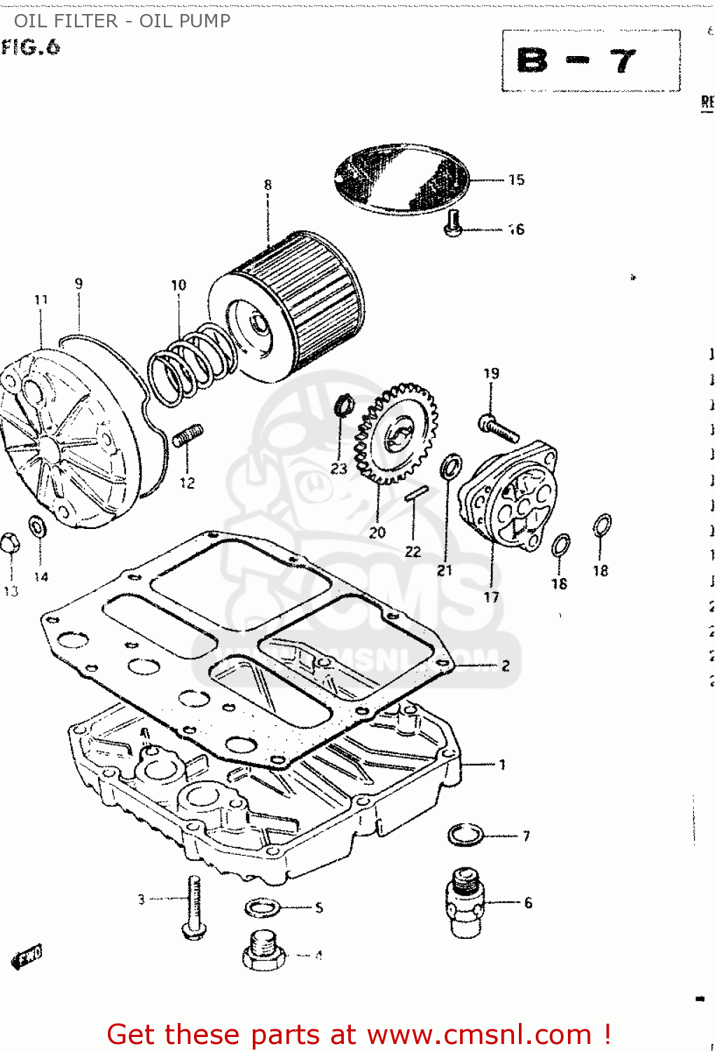 OIL FILTER - OIL PUMP GSX400E 1985 (F) GENERAL EXPORT (E01)