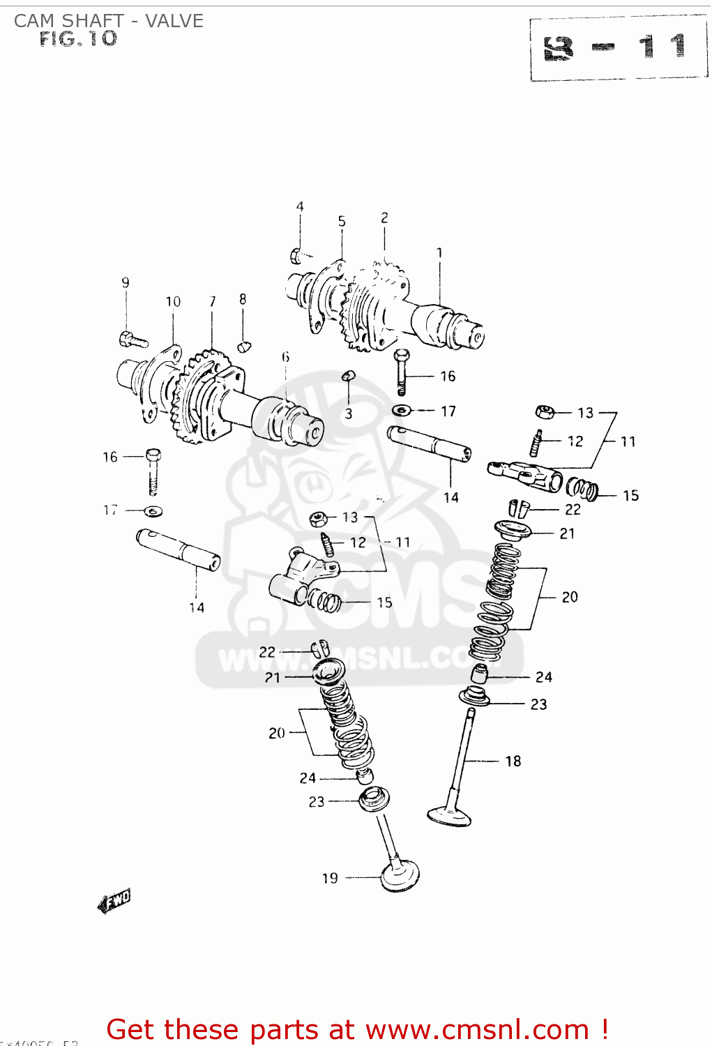 CAM SHAFT - VALVE GSX400E 1986 (G) GENERAL EXPORT (E01)