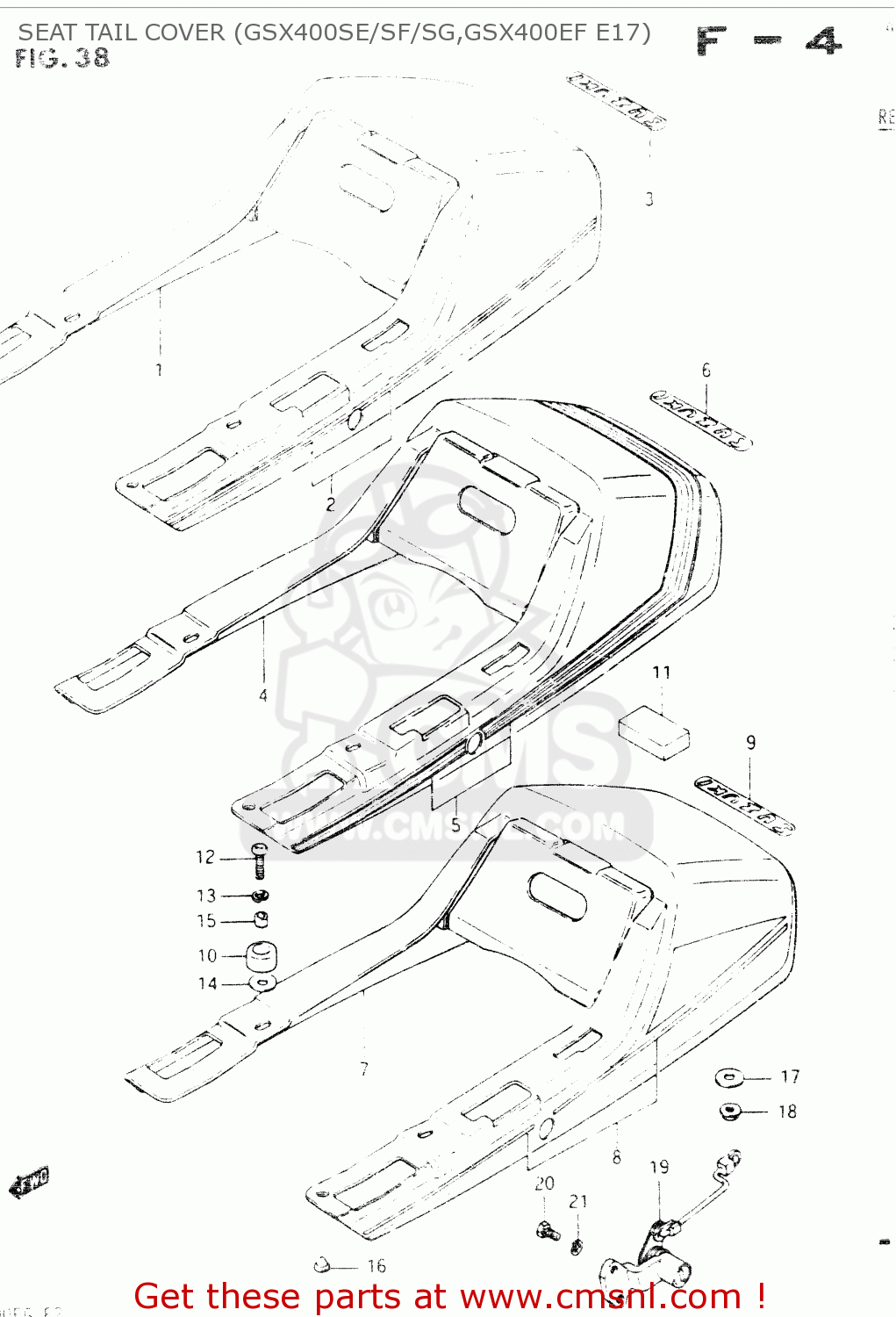 SEAT TAIL COVER (GSX400SE/SF/SG,GSX400EF E17) GSX400E 1986 (G) GENERAL EXPORT (E01)