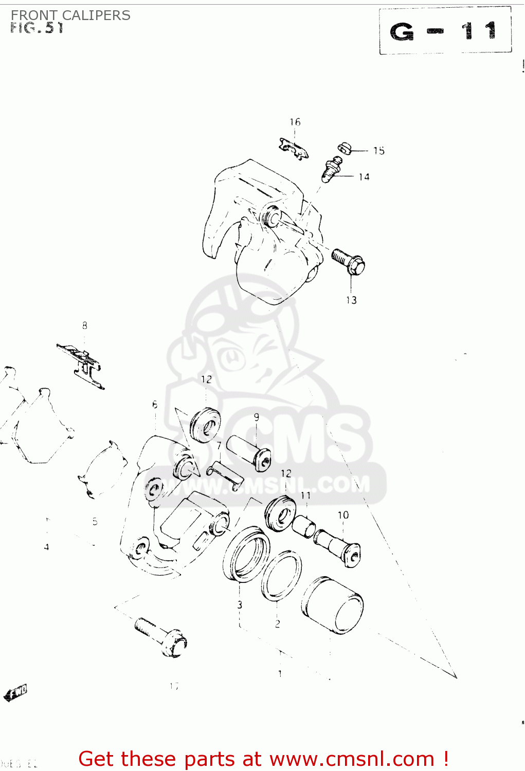 FRONT CALIPERS GSX400E 1986 (G) GENERAL EXPORT (E01)