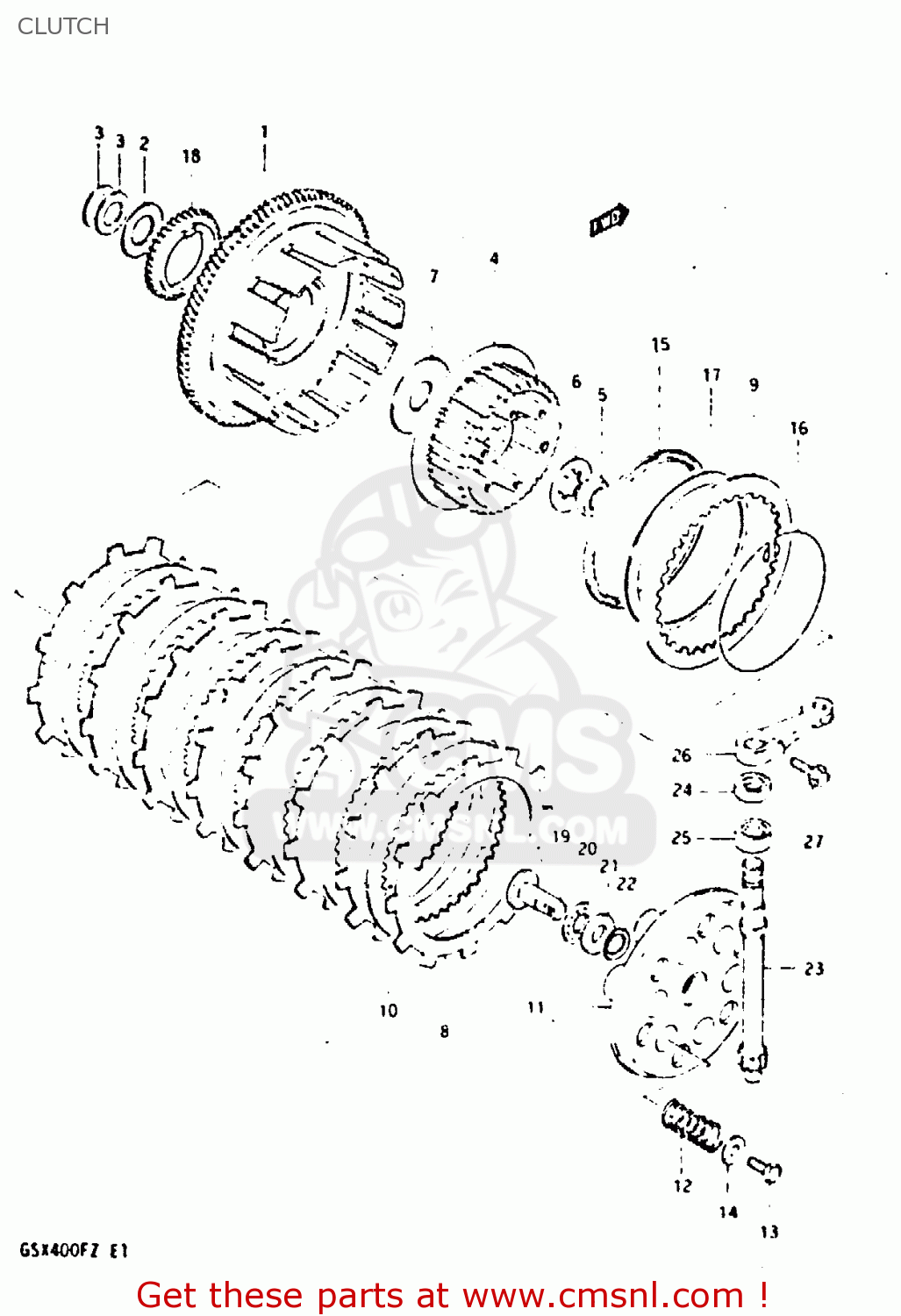 CLUTCH GSX400F 1981 (X) (E01 E02 04 06 15 16 18 21 22 24 25 26 34 39 48