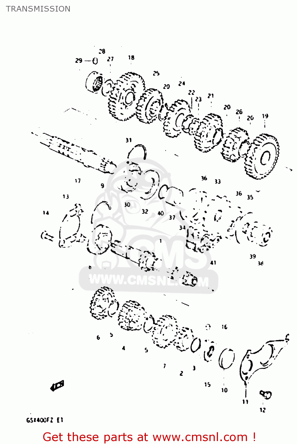 TRANSMISSION GSX400F 1981 (X) (E01 E02 04 06 15 16 18 21 22 24 25 26 34 39 48