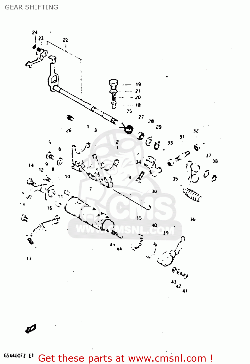 GEAR SHIFTING GSX400F 1981 (X) (E01 E02 04 06 15 16 18 21 22 24 25 26 34 39 48