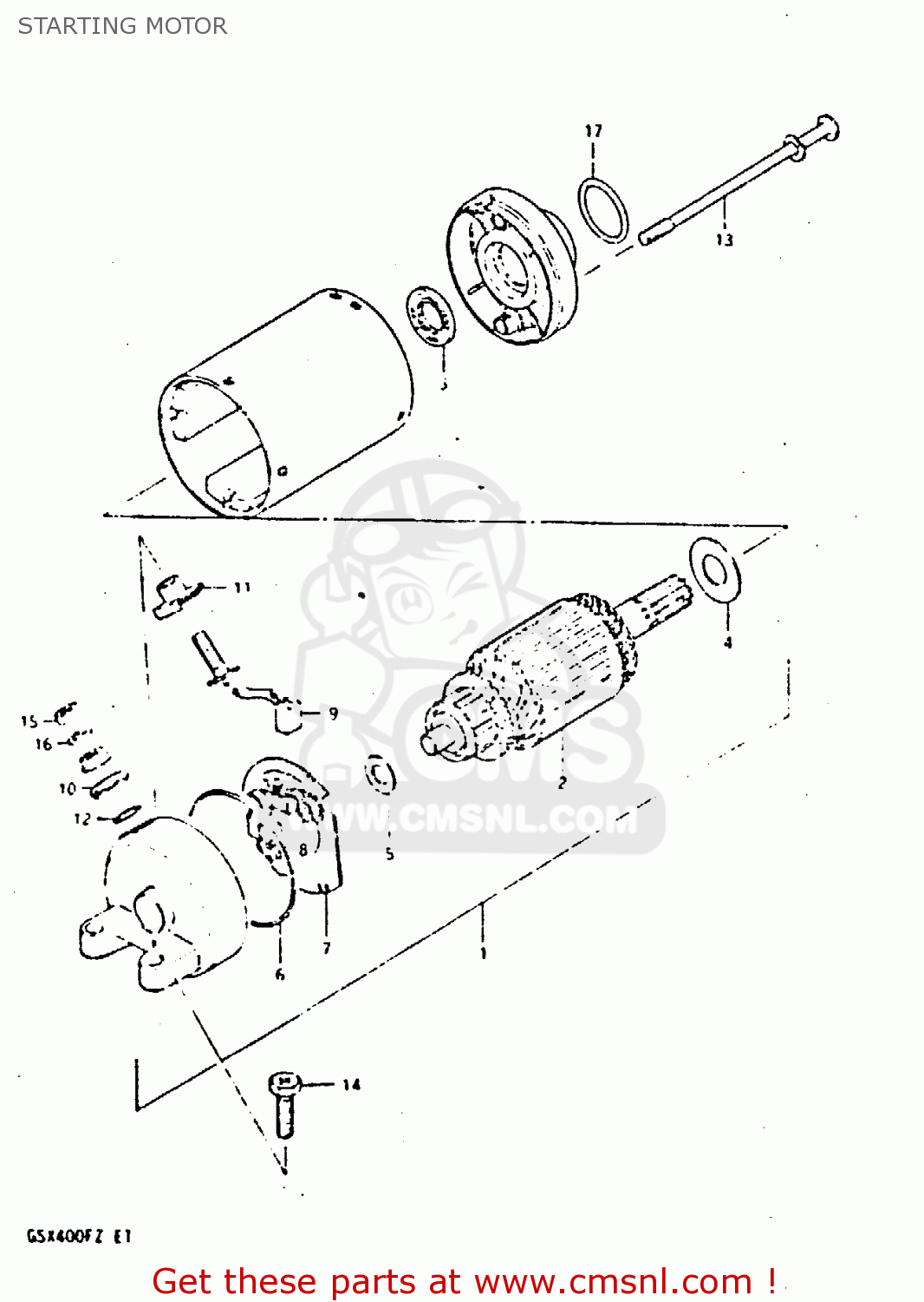 STARTING MOTOR GSX400F 1981 (X) (E01 E02 04 06 15 16 18 21 22 24 25 26 34 39 48