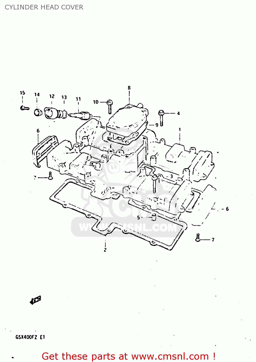 CYLINDER HEAD COVER GSX400F 1981 (X) (E01 E02 04 06 15 16 18 21 22 24 25 26 34 39 48