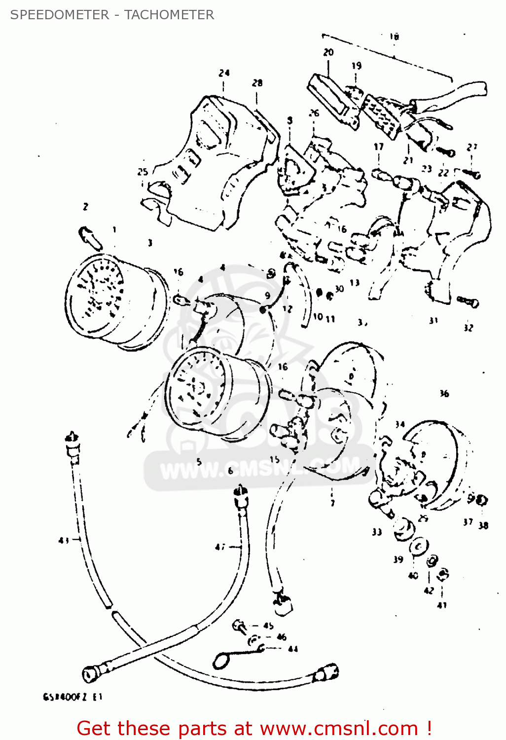 SPEEDOMETER - TACHOMETER GSX400F 1981 (X) (E01 E02 04 06 15 16 18 21 22 24 25 26 34 39 48