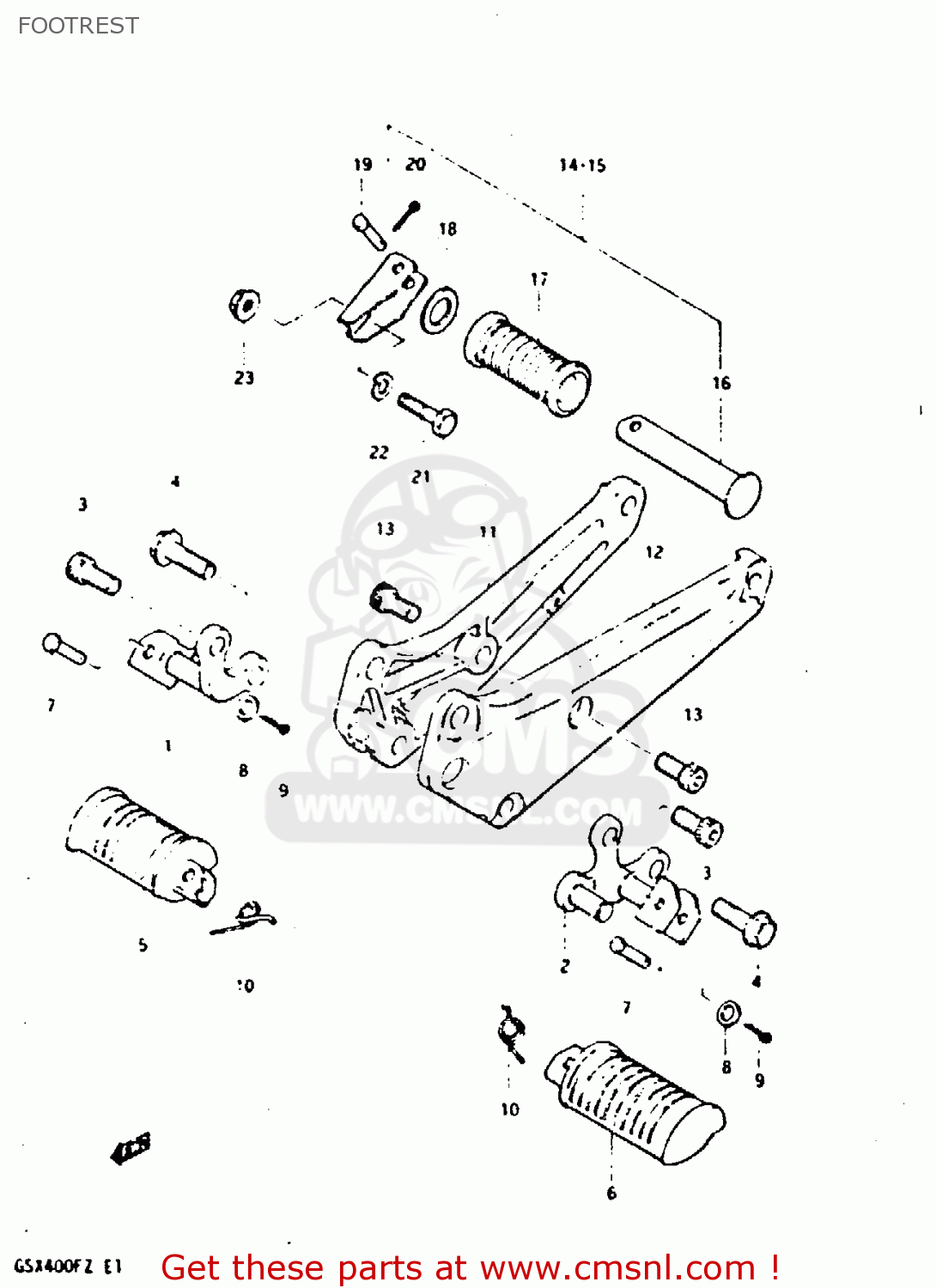 FOOTREST GSX400F 1981 (X) (E01 E02 04 06 15 16 18 21 22 24 25 26 34 39 48