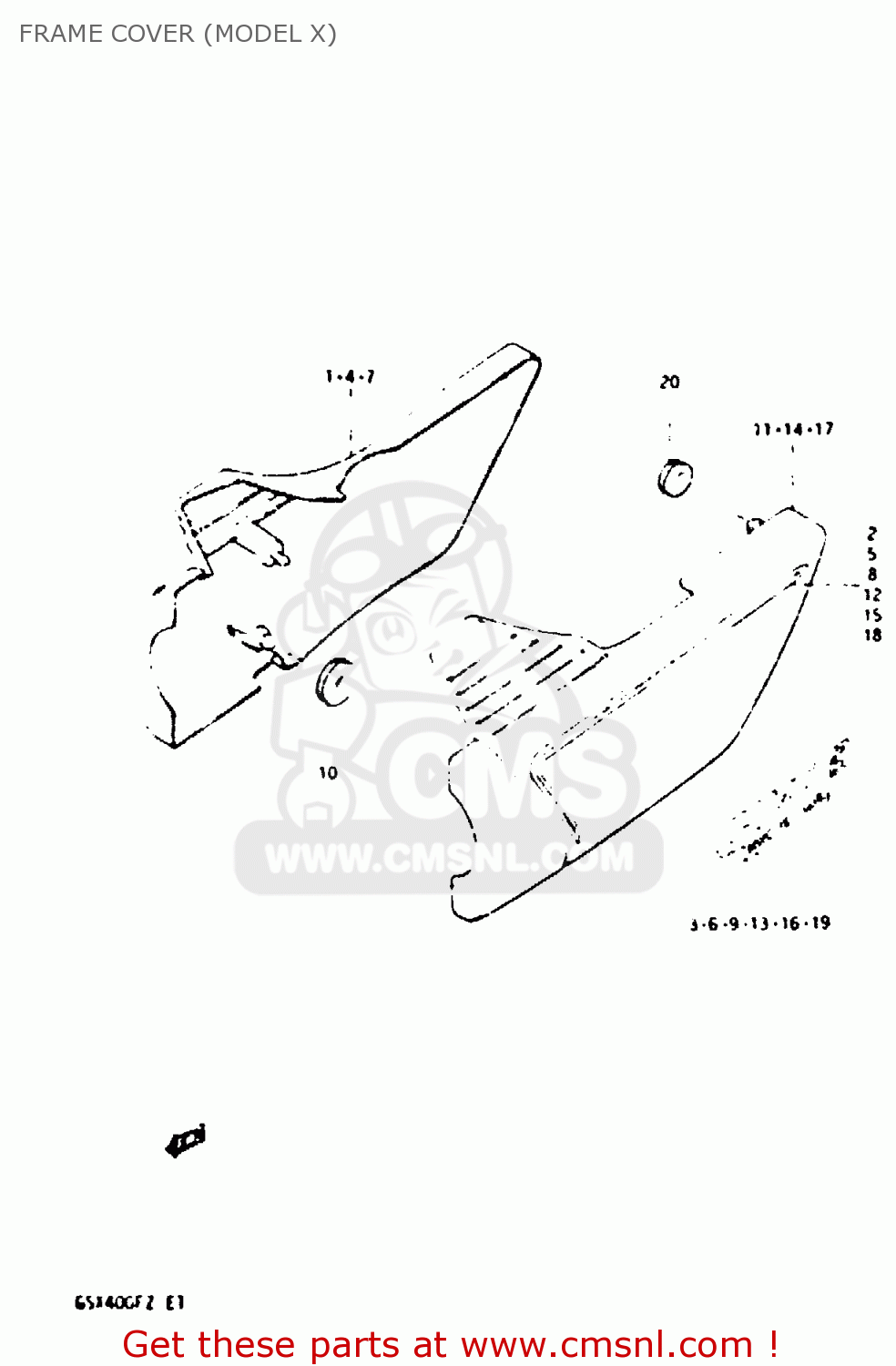 FRAME COVER (MODEL X) GSX400F 1981 (X) (E01 E02 04 06 15 16 18 21 22 24 25 26 34 39 48