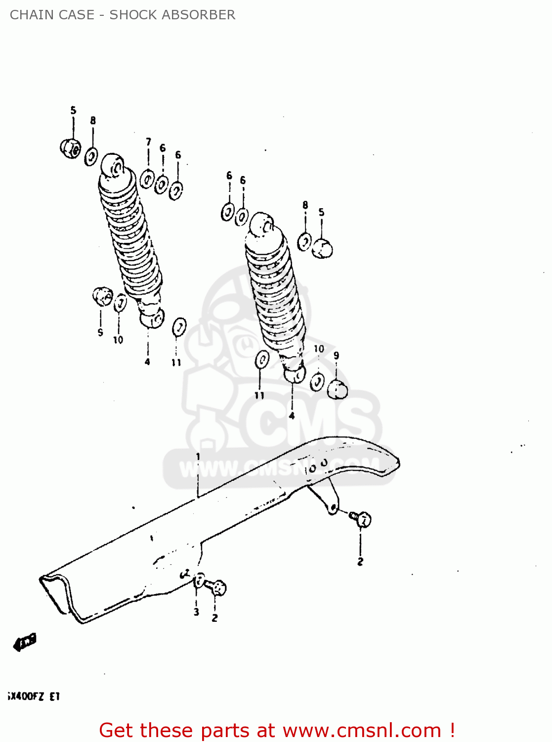 CHAIN CASE - SHOCK ABSORBER GSX400F 1981 (X) (E01 E02 04 06 15 16 18 21 22 24 25 26 34 39 48