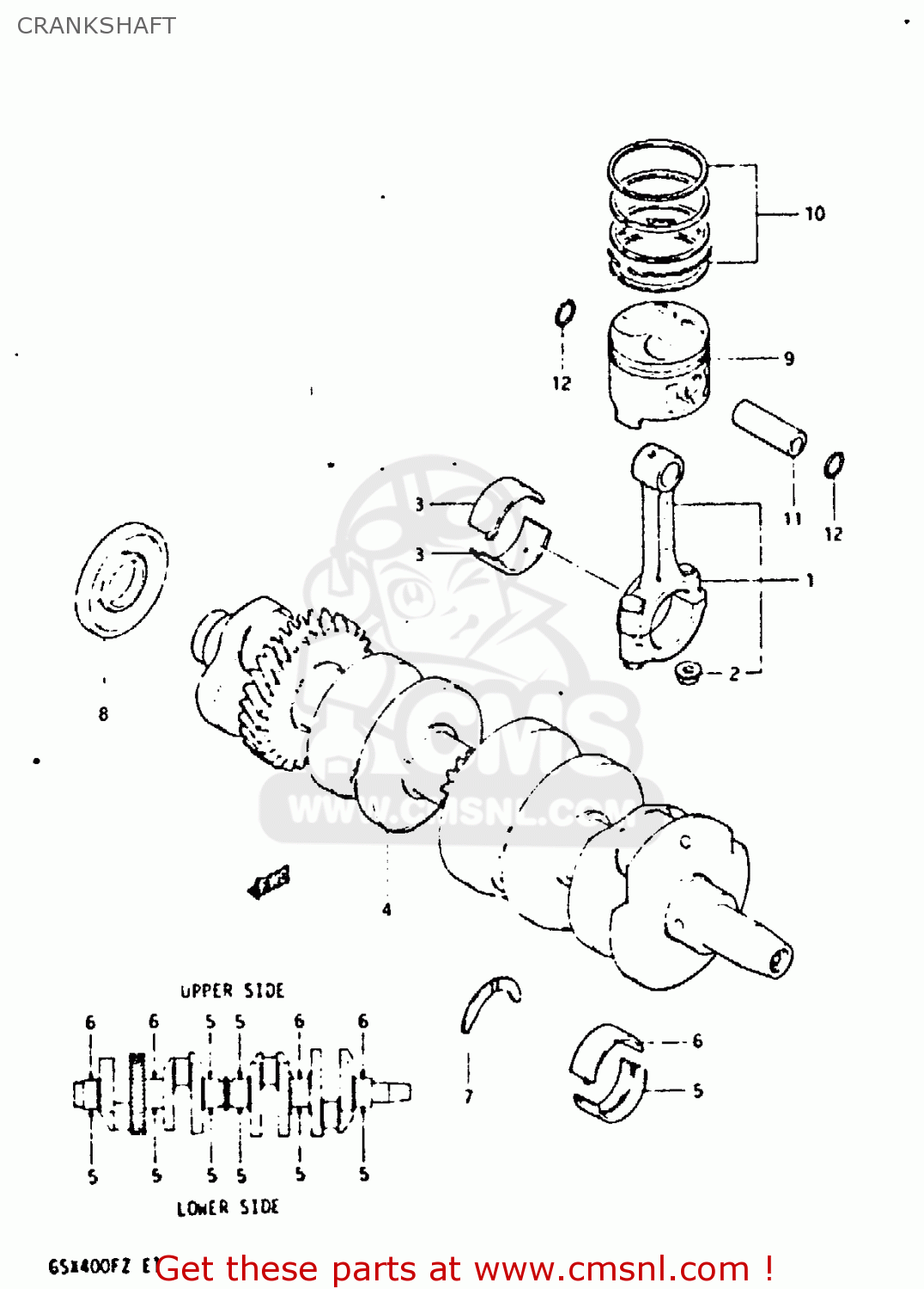 CRANKSHAFT GSX400F 1981 (X) (E01 E02 04 06 15 16 18 21 22 24 25 26 34 39 48