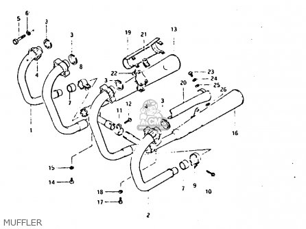 MUFFLER - GSX400F 1981 (X) (E01 E02 04 06 15 16 18 21 22 24 25 26 34 39 48