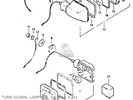 TURN SIGNAL LAMP (E2, E4, E1?, E34) - GSX400F 1981 (X) (E01 E02 04 06 15 16 18 21 22 24 25 26 34 39 48