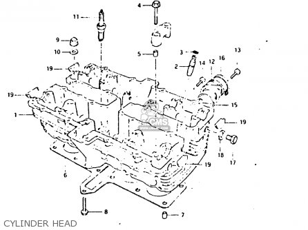 CYLINDER HEAD - GSX400F 1981 (X) (E01 E02 04 06 15 16 18 21 22 24 25 26 34 39 48
