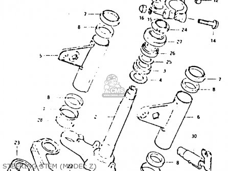 STEERING STEM (MODEL Z) - GSX400F 1981 (X) (E01 E02 04 06 15 16 18 21 22 24 25 26 34 39 48