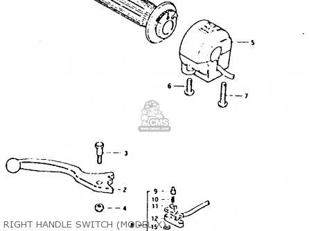 RIGHT HANDLE SWITCH (MODEL X) - GSX400F 1981 (X) (E01 E02 04 06 15 16 18 21 22 24 25 26 34 39 48