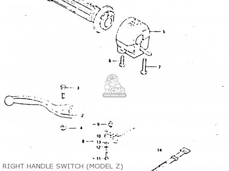 RIGHT HANDLE SWITCH (MODEL Z) - GSX400F 1981 (X) (E01 E02 04 06 15 16 18 21 22 24 25 26 34 39 48