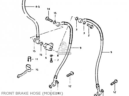 FRONT BRAKE HOSE (MODEL X) - GSX400F 1981 (X) (E01 E02 04 06 15 16 18 21 22 24 25 26 34 39 48