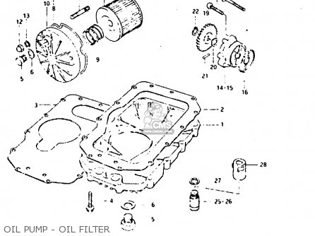 OIL PUMP - OIL FILTER - GSX400F 1981 (X) (E01 E02 04 06 15 16 18 21 22 24 25 26 34 39 48