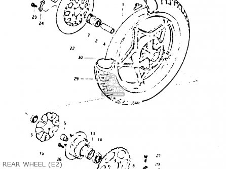 REAR WHEEL (E2) - GSX400F 1981 (X) (E01 E02 04 06 15 16 18 21 22 24 25 26 34 39 48