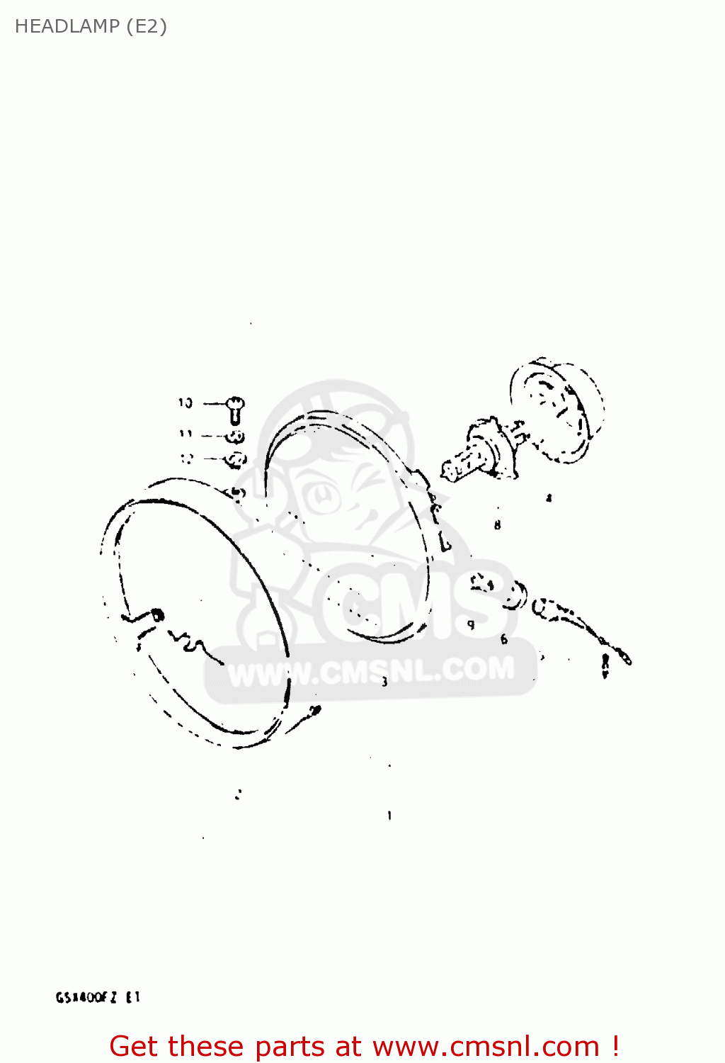HEADLAMP (E2) GSX400F 1982 (Z) 01 02 04 06 15 16 17 18 21 22 24 25 26 34 39 48