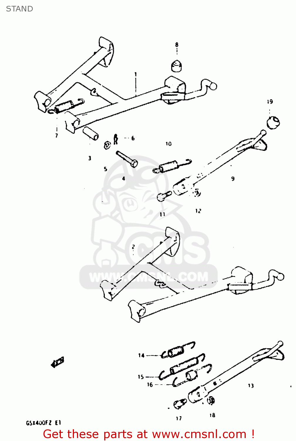 STAND GSX400F 1982 (Z) 01 02 04 06 15 16 17 18 21 22 24 25 26 34 39 48