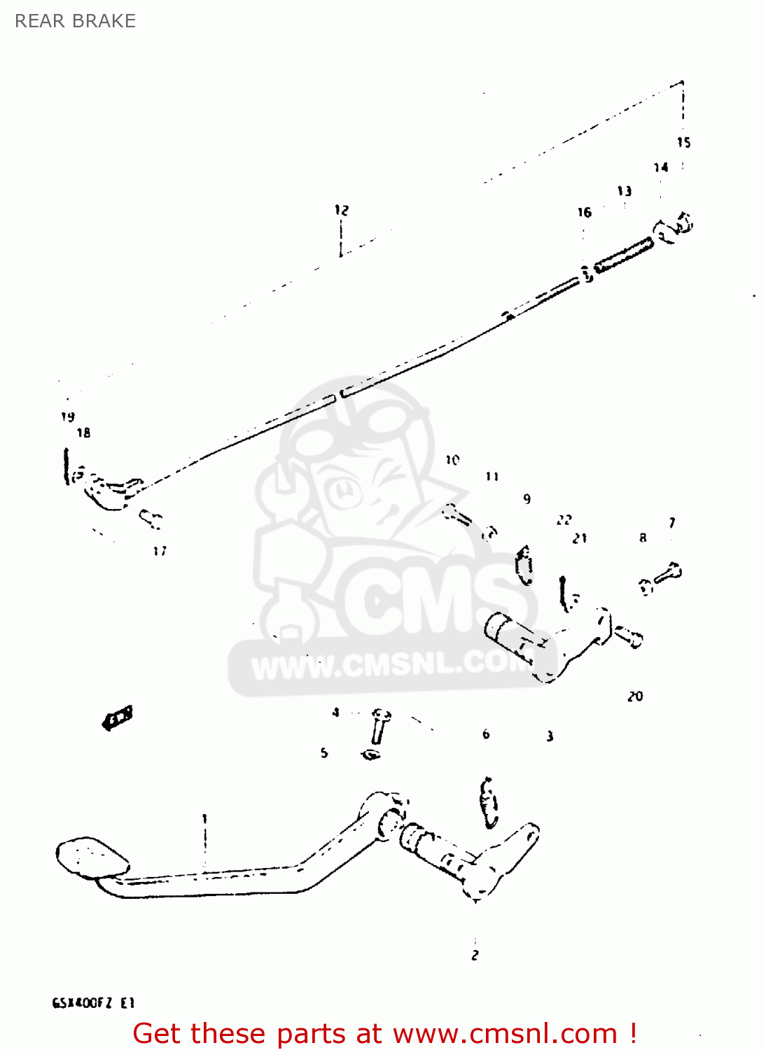 REAR BRAKE GSX400F 1982 (Z) 01 02 04 06 15 16 17 18 21 22 24 25 26 34 39 48