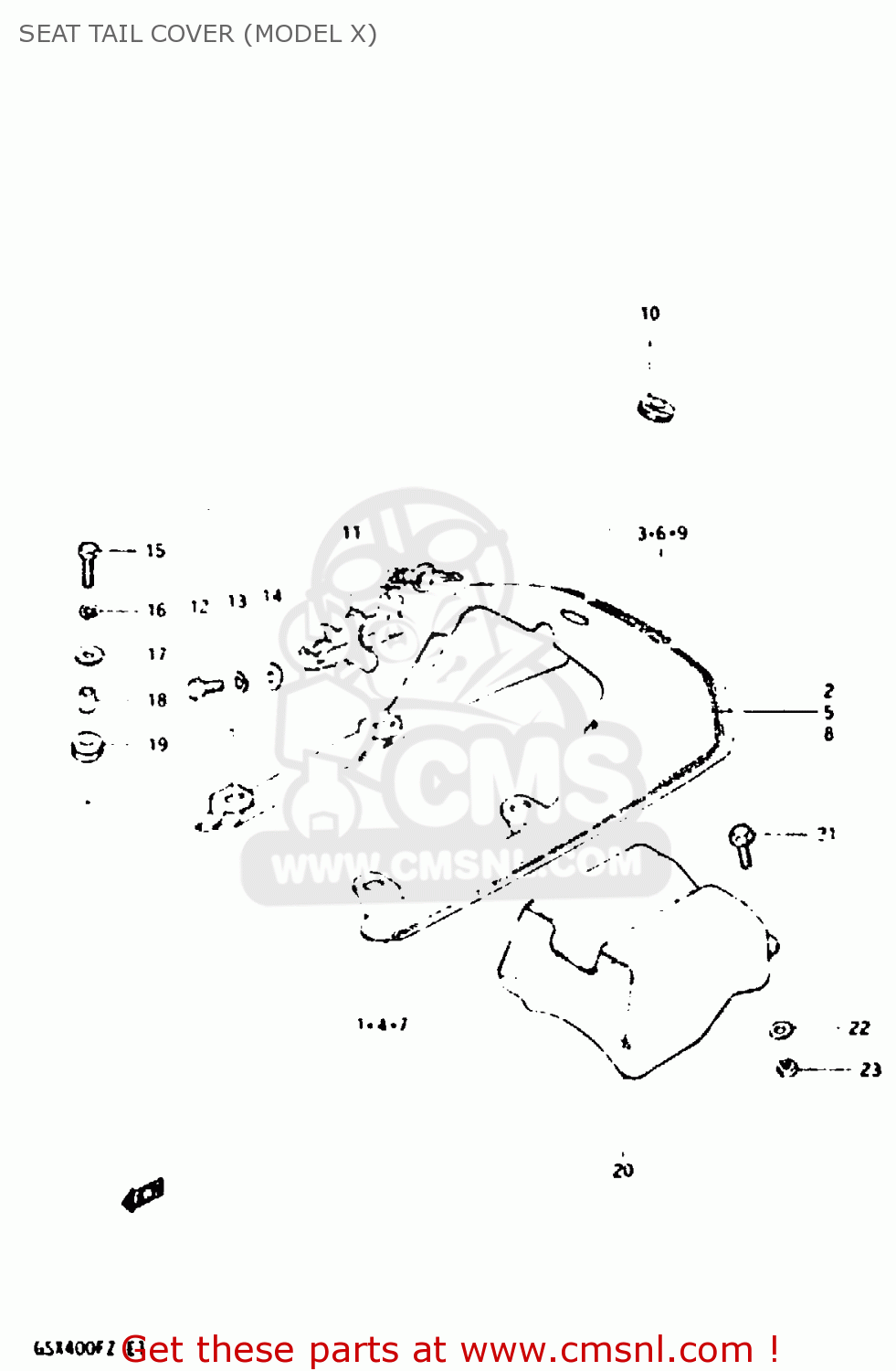 SEAT TAIL COVER (MODEL X) GSX400F 1982 (Z) 01 02 04 06 15 16 17 18 21 22 24 25 26 34 39 48