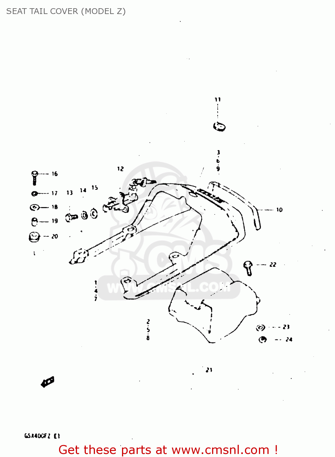 SEAT TAIL COVER (MODEL Z) GSX400F 1982 (Z) 01 02 04 06 15 16 17 18 21 22 24 25 26 34 39 48