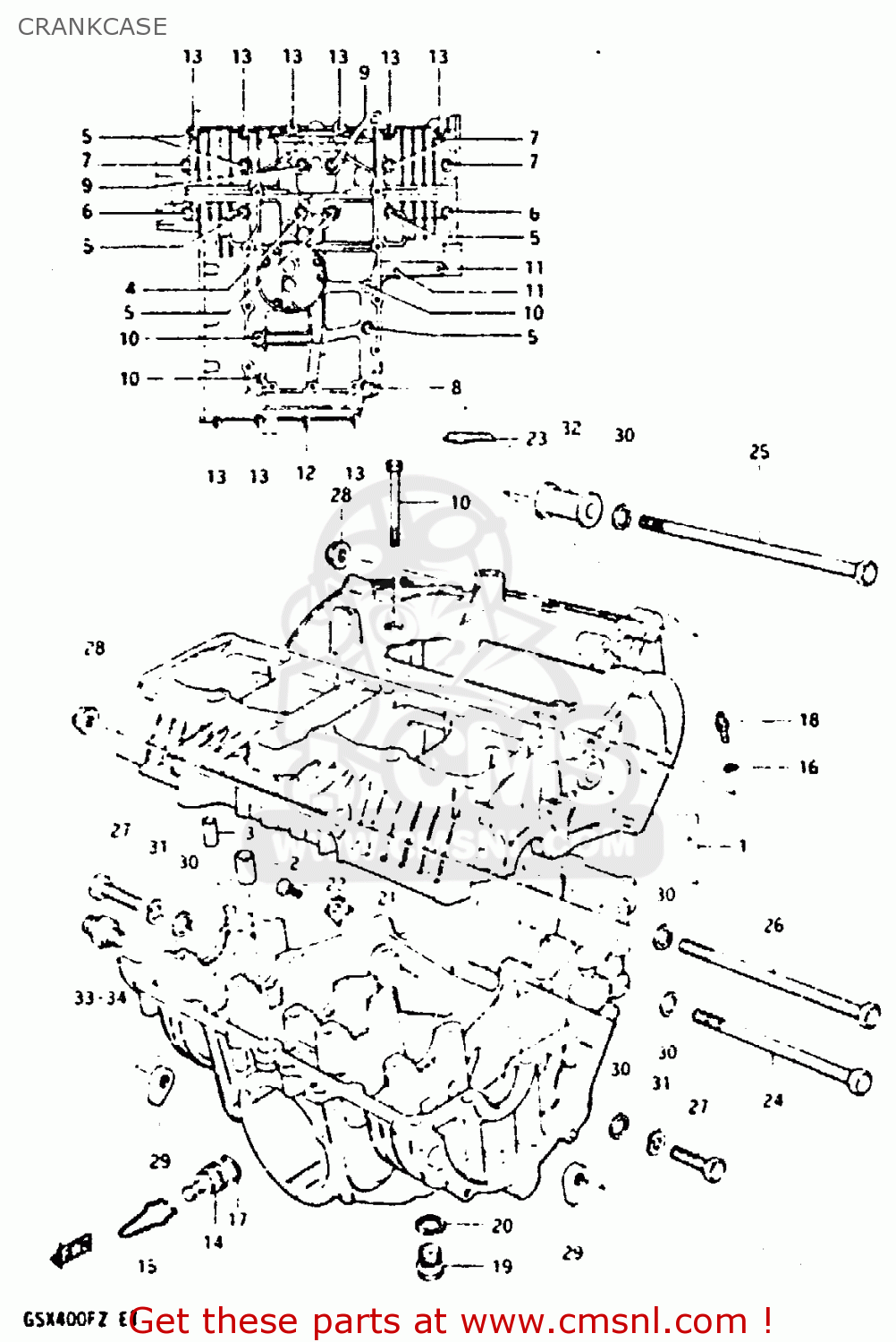 CRANKCASE GSX400F 1982 (Z) 01 02 04 06 15 16 17 18 21 22 24 25 26 34 39 48