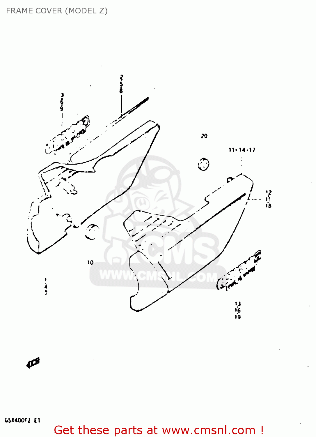 FRAME COVER (MODEL Z) GSX400F 1982 (Z) 01 02 04 06 15 16 17 18 21 22 24 25 26 34 39 48