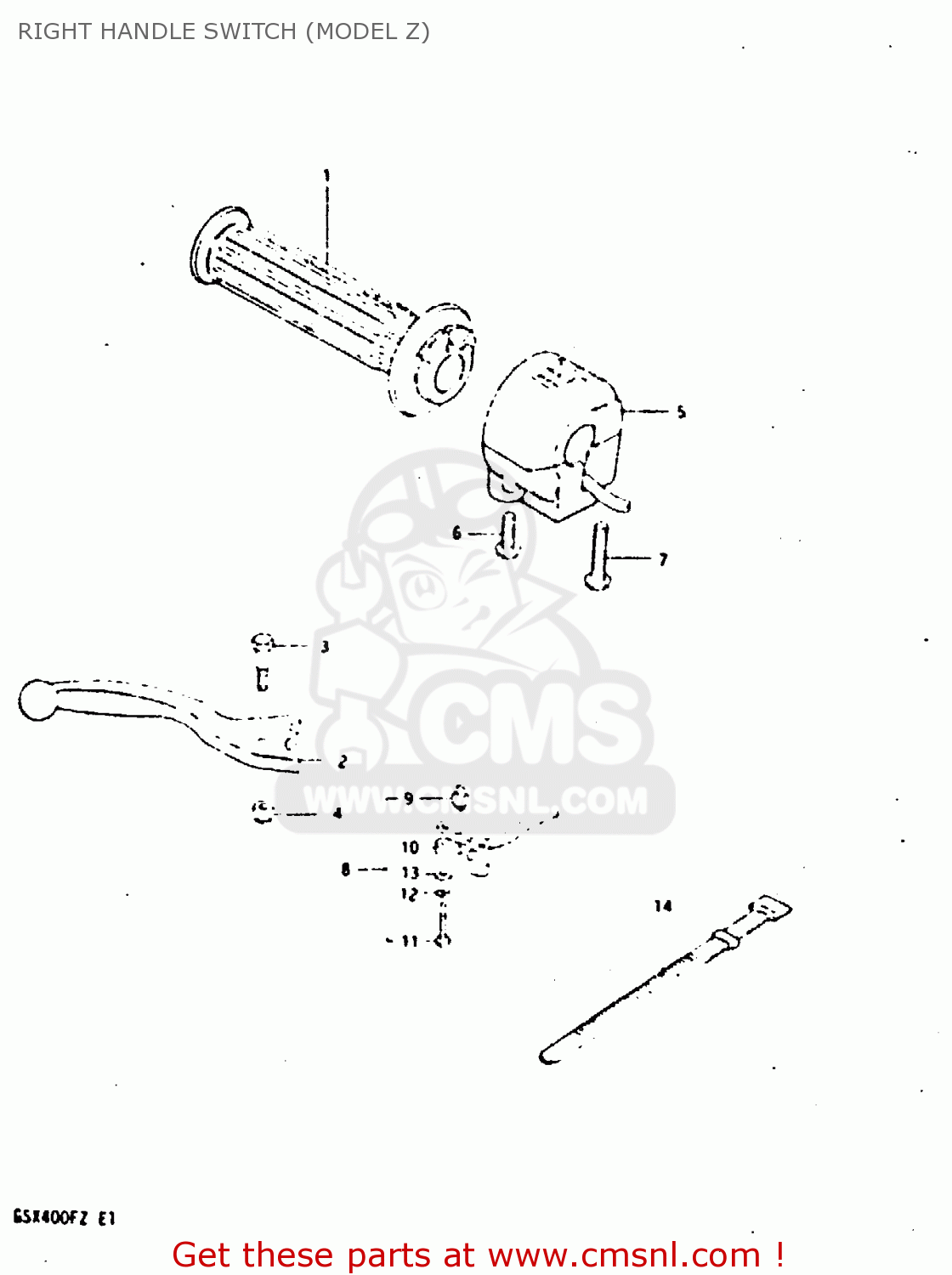 RIGHT HANDLE SWITCH (MODEL Z) GSX400F 1982 (Z) 01 02 04 06 15 16 17 18 21 22 24 25 26 34 39 48
