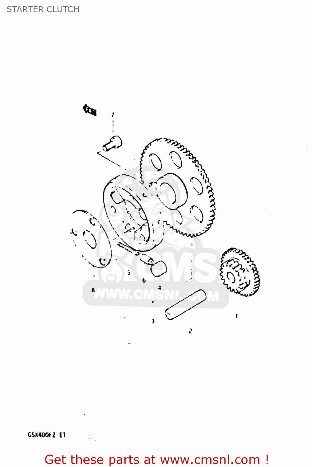 STARTER CLUTCH GSX400F 1982 (Z) 01 02 04 06 15 16 17 18 21 22 24 25 26 34 39 48