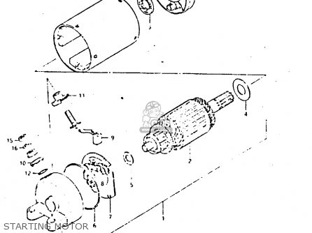 STARTING MOTOR - GSX400F 1982 (Z) 01 02 04 06 15 16 17 18 21 22 24 25 26 34 39 48