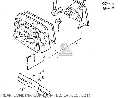 REAR COMBINATION LAMP (E2, E4, E15, E21) - GSX400F 1982 (Z) 01 02 04 06 15 16 17 18 21 22 24 25 26 34 39 48