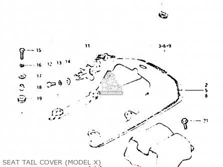SEAT TAIL COVER (MODEL X) - GSX400F 1982 (Z) 01 02 04 06 15 16 17 18 21 22 24 25 26 34 39 48