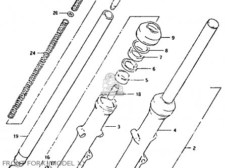 FRONT FORK (MODEL X) - GSX400F 1982 (Z) 01 02 04 06 15 16 17 18 21 22 24 25 26 34 39 48