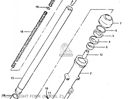 FRONT RIGHT FORK (MODEL Z) - GSX400F 1982 (Z) 01 02 04 06 15 16 17 18 21 22 24 25 26 34 39 48