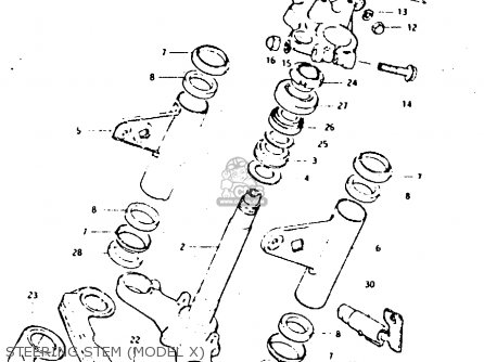 STEERING STEM (MODEL X) - GSX400F 1982 (Z) 01 02 04 06 15 16 17 18 21 22 24 25 26 34 39 48