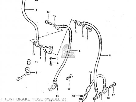 FRONT BRAKE HOSE (MODEL Z) - GSX400F 1982 (Z) 01 02 04 06 15 16 17 18 21 22 24 25 26 34 39 48