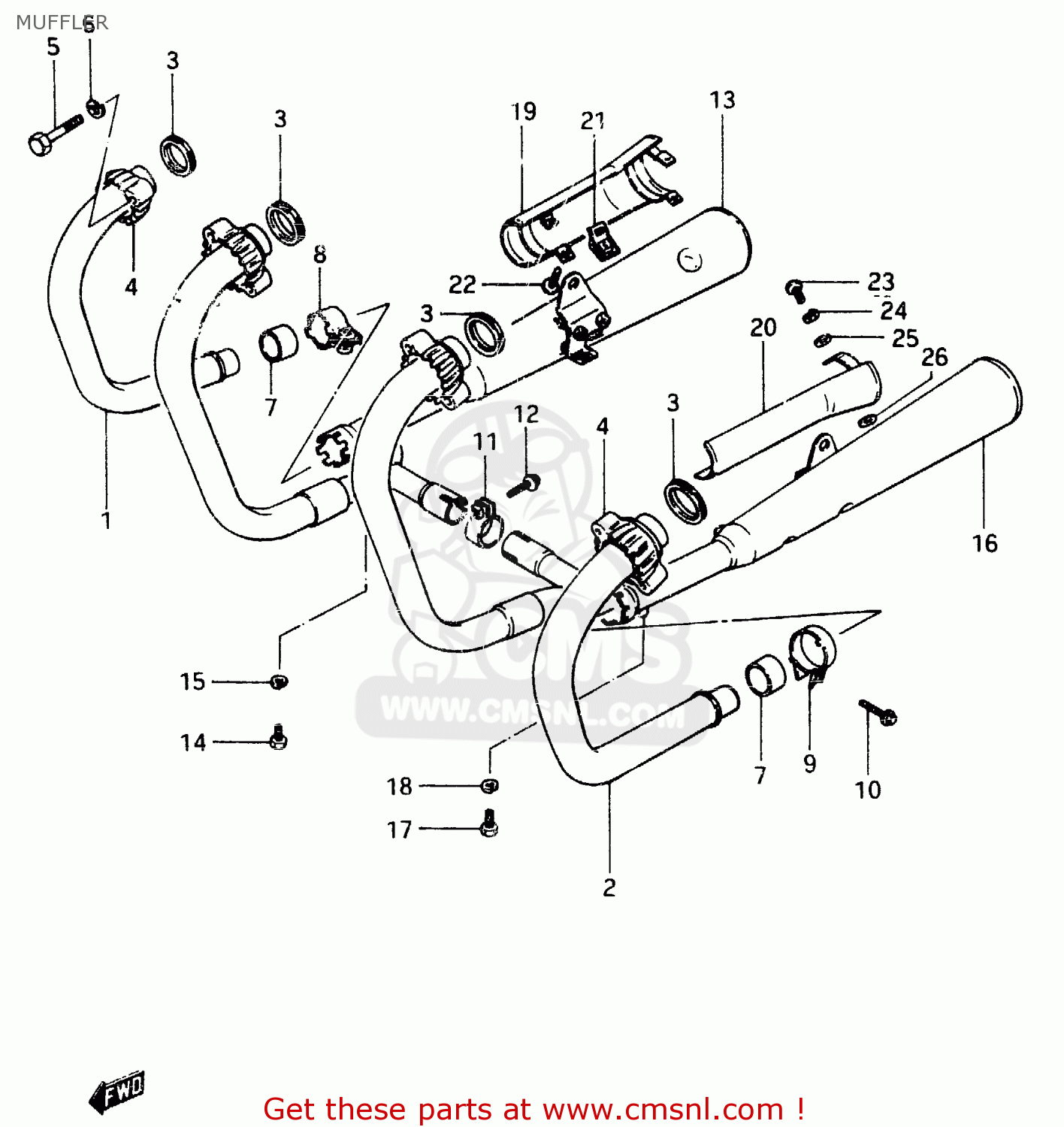 MUFFLER GSX400F 1983 (D) (E01 E02 E04 E06 E16 E17 E21 E24 E25 E26 34 48)