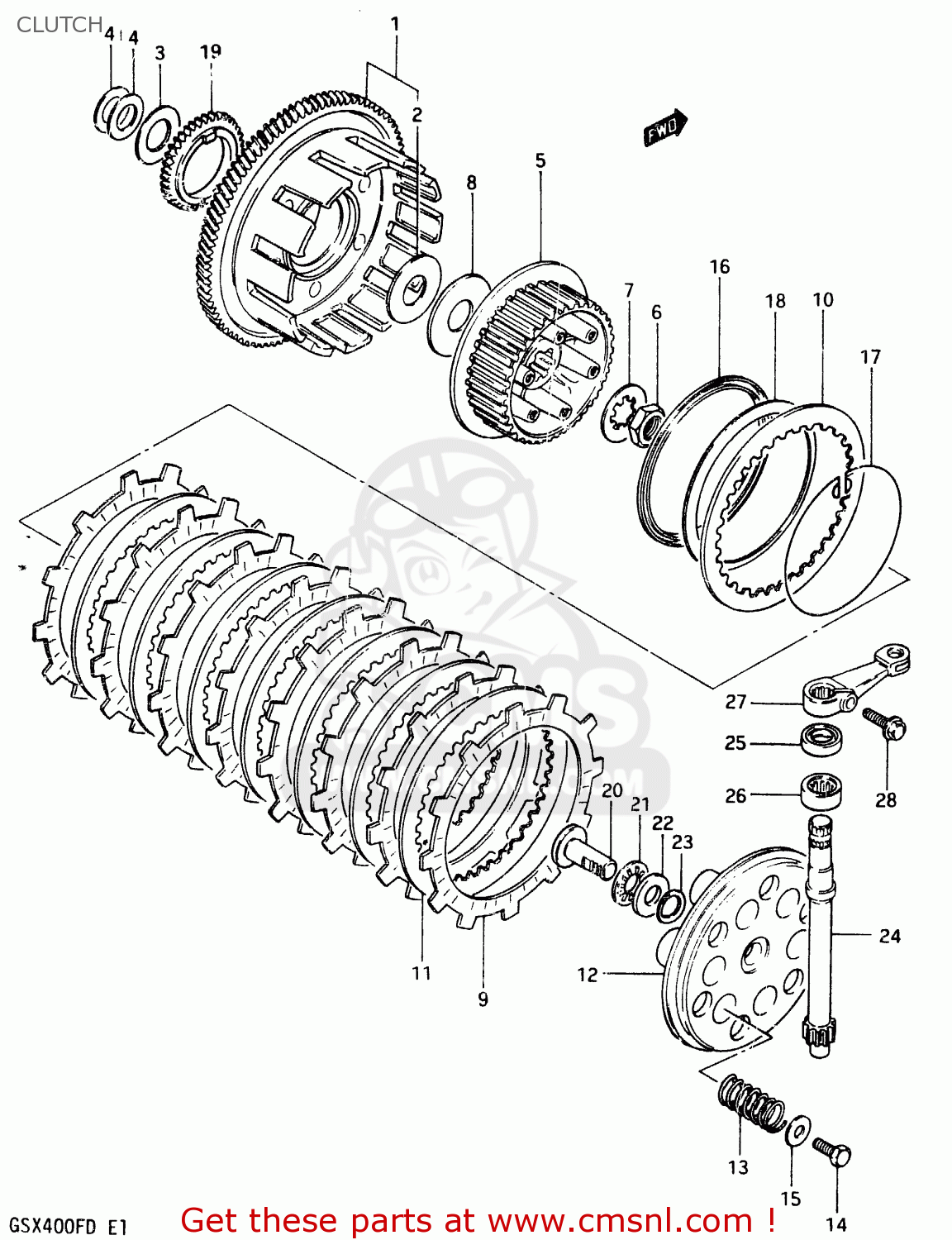 CLUTCH GSX400F 1983 (D) (E01 E02 E04 E06 E16 E17 E21 E24 E25 E26 34 48)