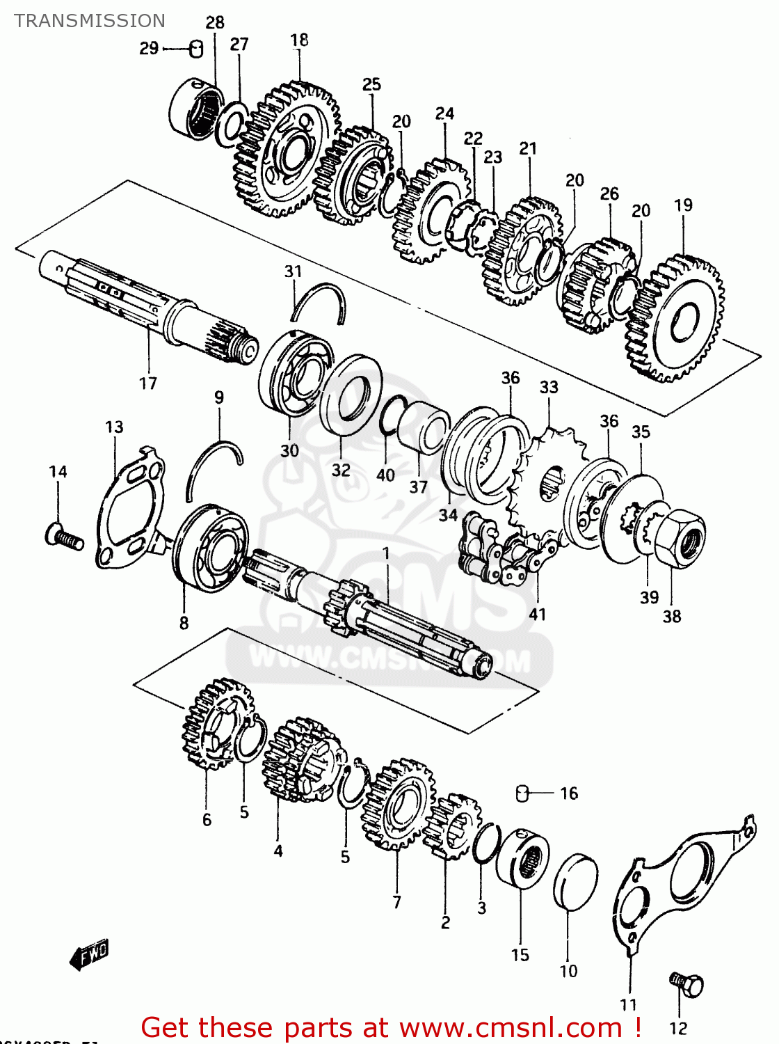 TRANSMISSION GSX400F 1983 (D) (E01 E02 E04 E06 E16 E17 E21 E24 E25 E26 34 48)