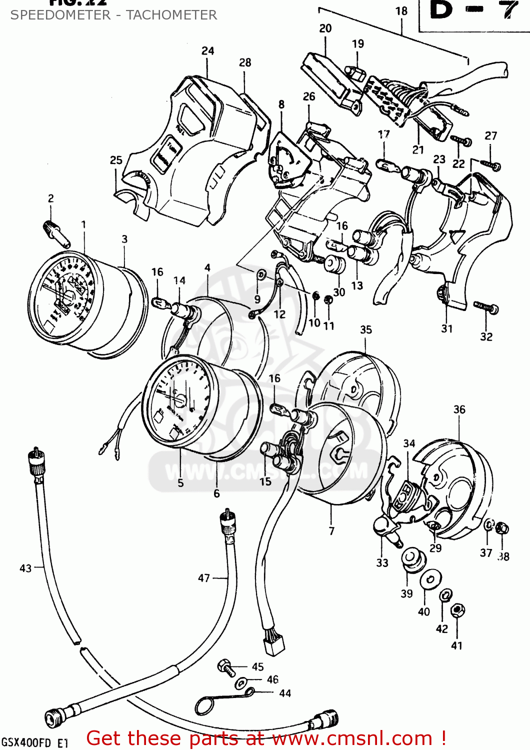 SPEEDOMETER - TACHOMETER GSX400F 1983 (D) (E01 E02 E04 E06 E16 E17 E21 E24 E25 E26 34 48)